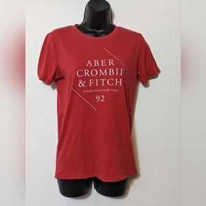 Women's Preppy Y2K Abercrombie and Fitch T-Shirt Red Size Small